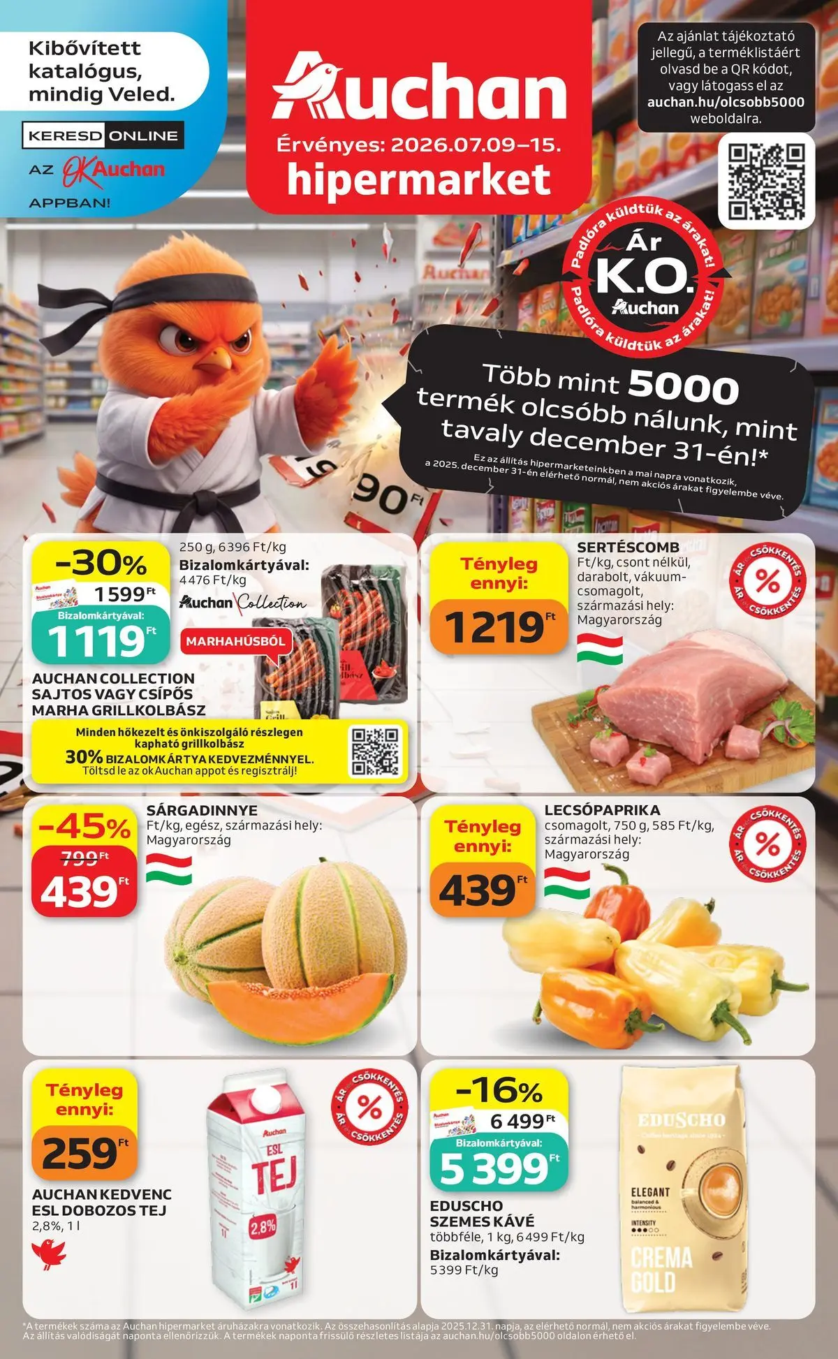 Aktuális Auchan szórólap érvényes csütörtöktől 2026.07.09.-től szerdától 2026.07.15.-ig