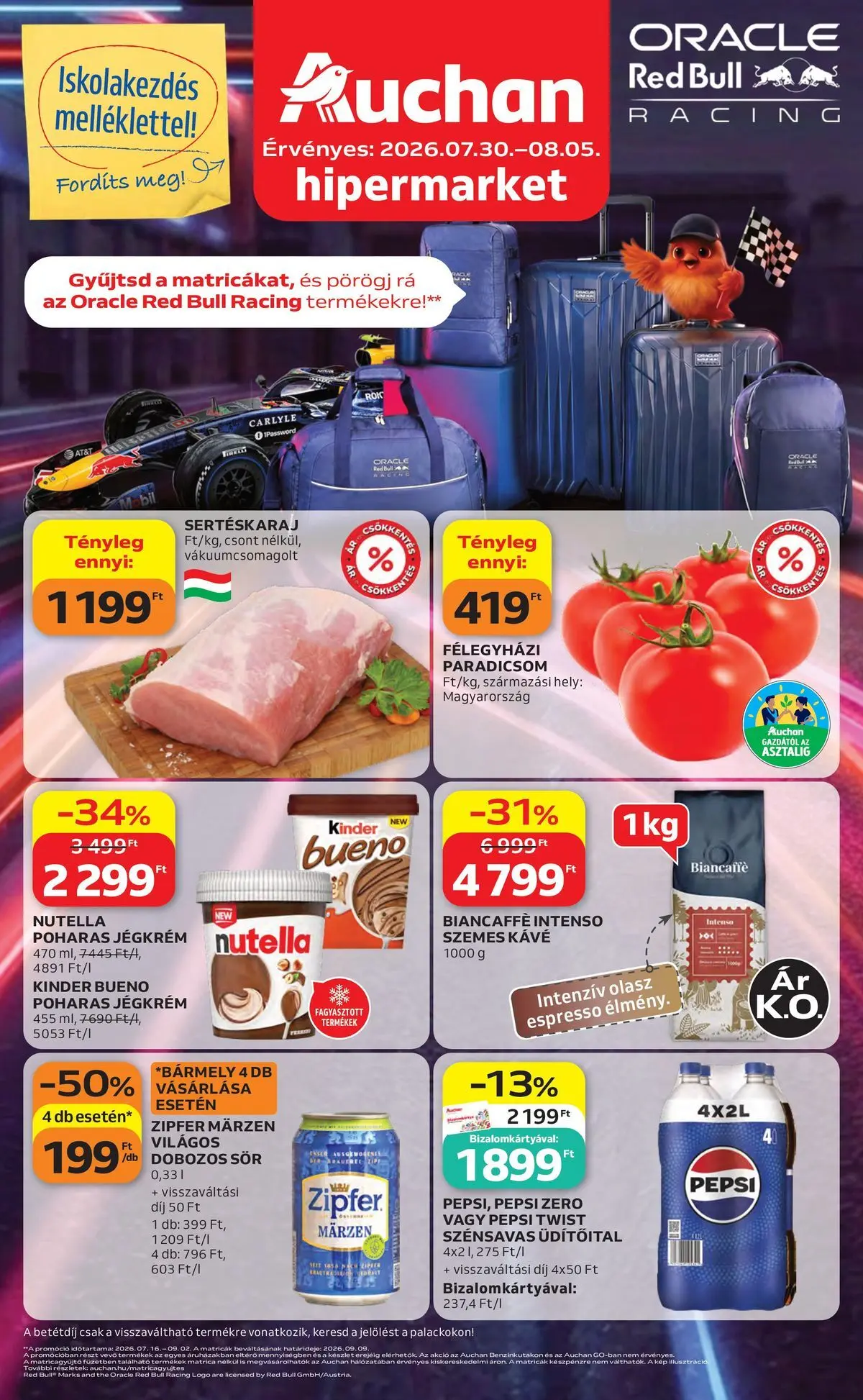 Aktuális Auchan Hipermarket szórólap érvényes csütörtöktől 2026.07.30.-től szerdától 2026.08.05.-ig