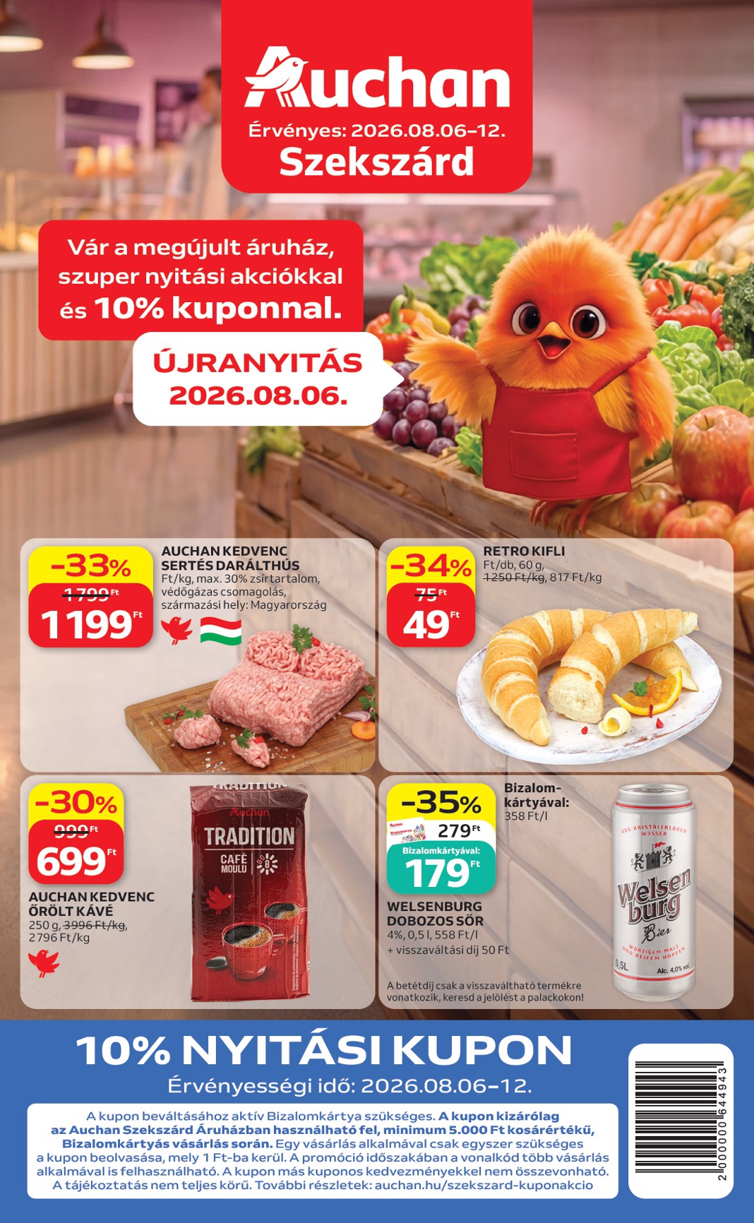 A jövőbeli Auchan Szekszárd akciós újság csütörtöktől 2026.08.06.-tól szerdától 2026.08.12.-ig érvényes.