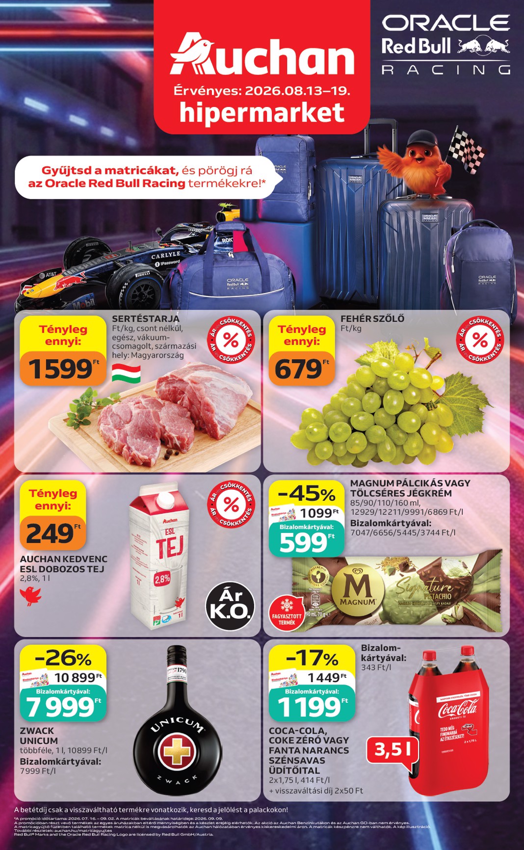 A jövőbeli Auchan Hipermarket akciós újság csütörtöktől 2026.08.13.-tól szerdától 2026.08.19.-ig érvényes.