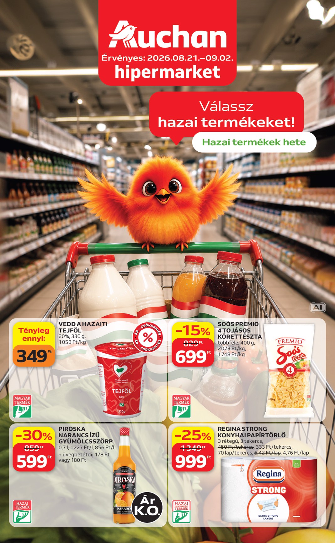 Auchan - Hazai termék ajánlataink hirdetmény a következő hétre péntektől 2026.08.21.-tól szerdától 2026.09.02.-ig
