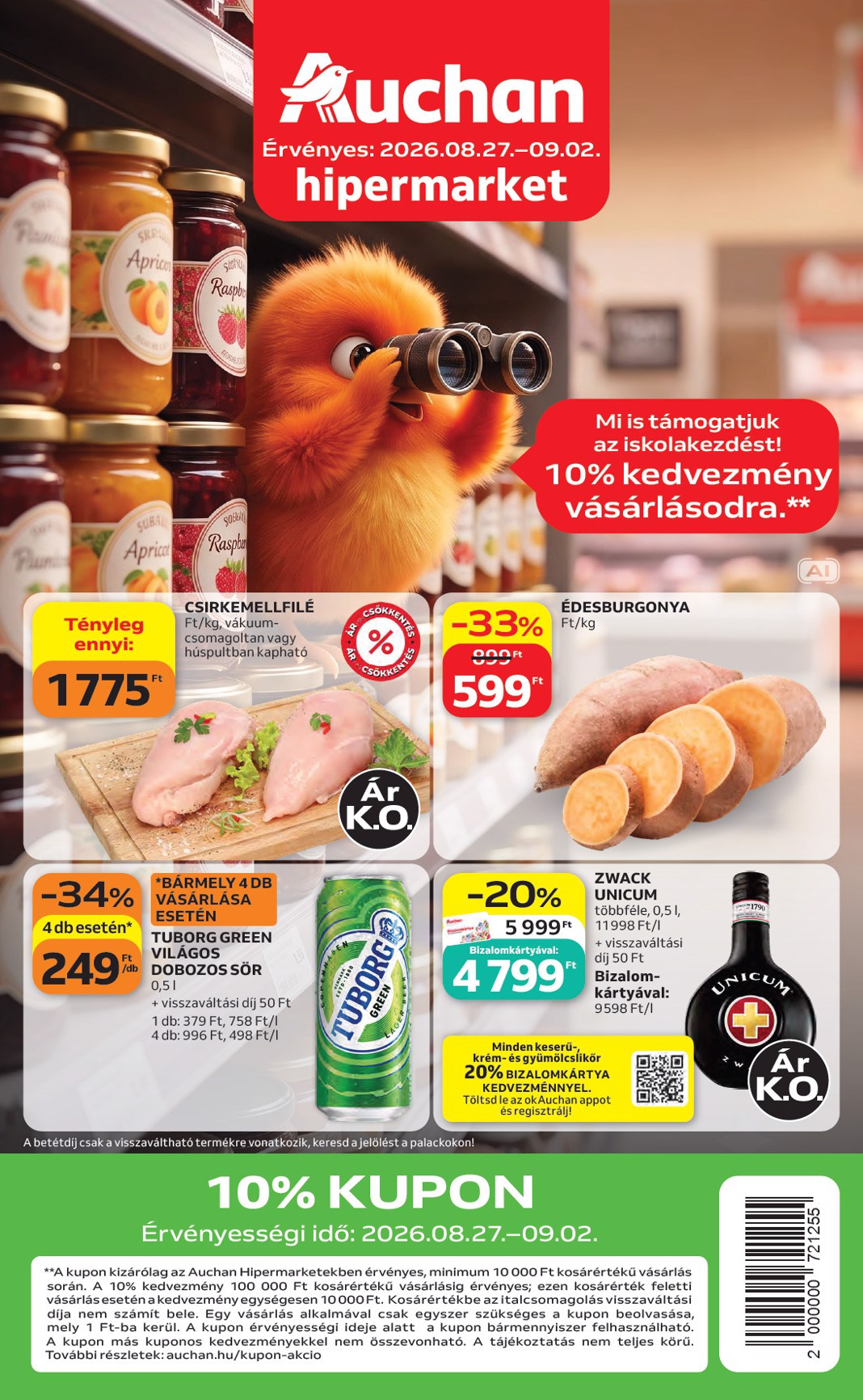 A jövőbeli Auchan Hipermarket akciós újság csütörtöktől 2026.08.27.-tól szerdától 2026.09.02.-ig érvényes.