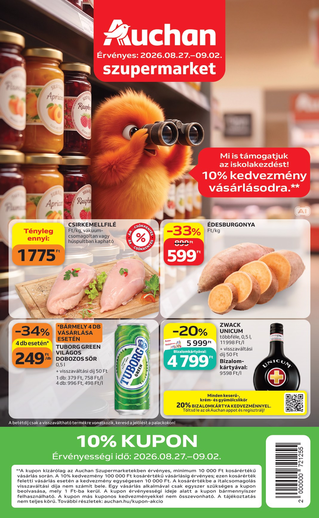 A jövőbeli Auchan szupermarket akciós újság csütörtöktől 2026.08.27.-tól szerdától 2026.09.02.-ig érvényes.
