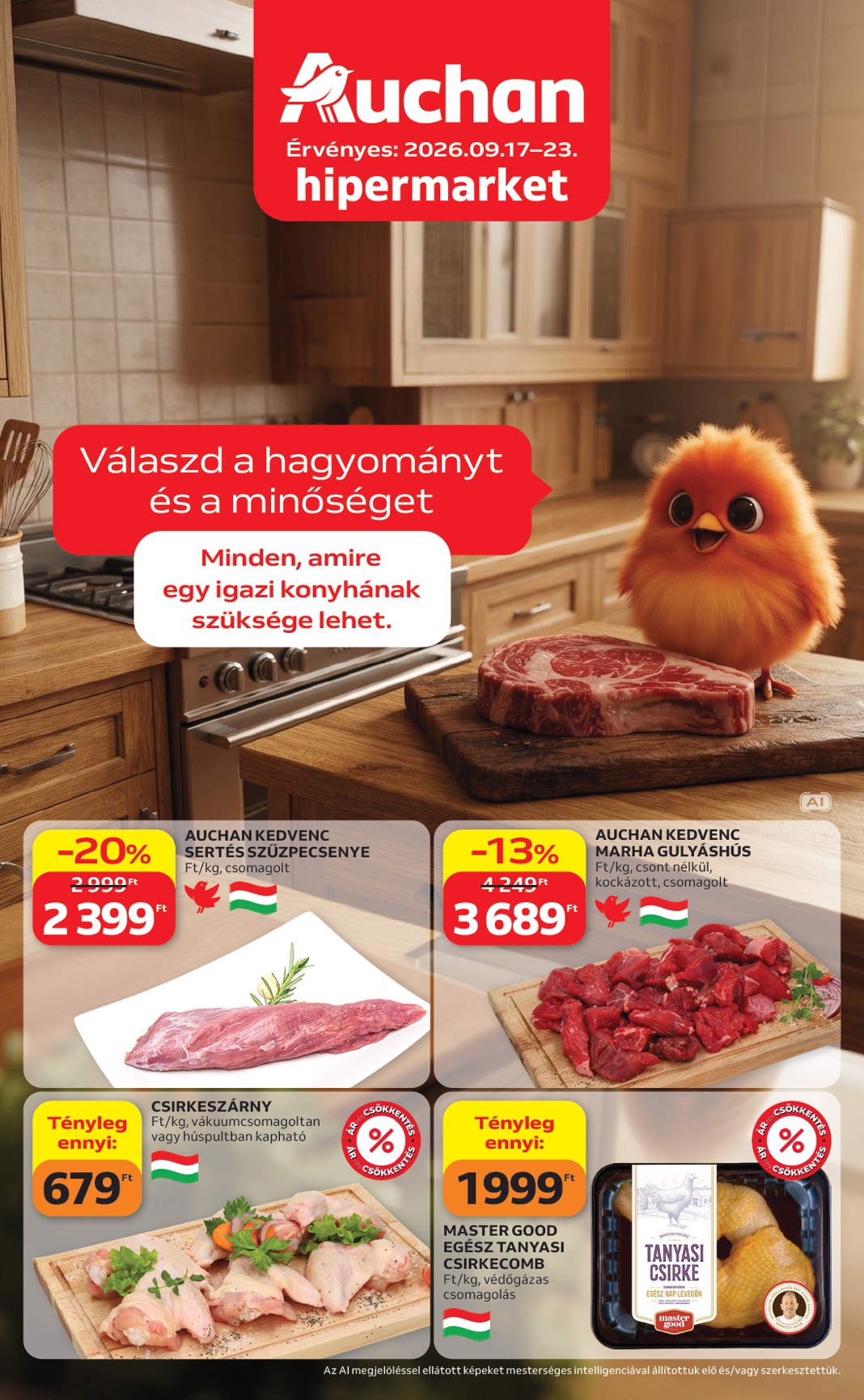 A jövőbeli Auchan Hipermarket akciós újság csütörtöktől 2026.09.17.-tól szerdától 2026.09.23.-ig érvényes.