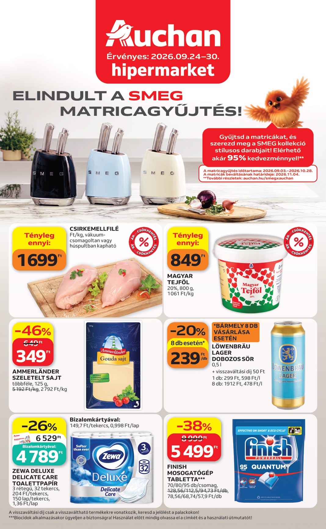 A jövőbeli Auchan Hipermarket akciós újság csütörtöktől 2026.09.24.-tól szerdától 2026.09.30.-ig érvényes.