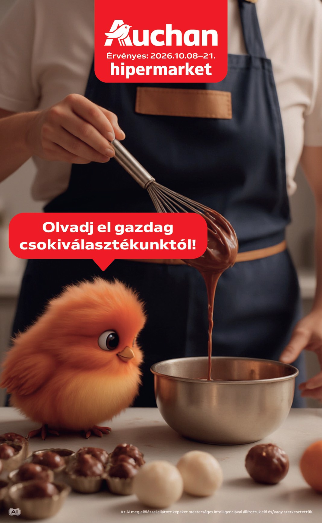 A jövőbeli Auchan - Csokoládé ajánlataink akciós újság csütörtöktől 2026.10.08.-tól szerdától 2026.10.21.-ig érvényes.