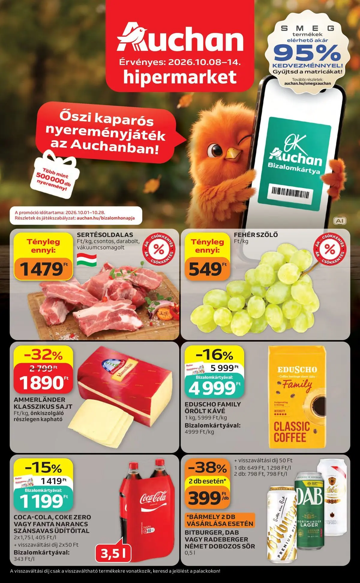 Aktuális Auchan Hipermarket szórólap érvényes csütörtöktől 2026.10.08.-től szerdától 2026.10.14.-ig