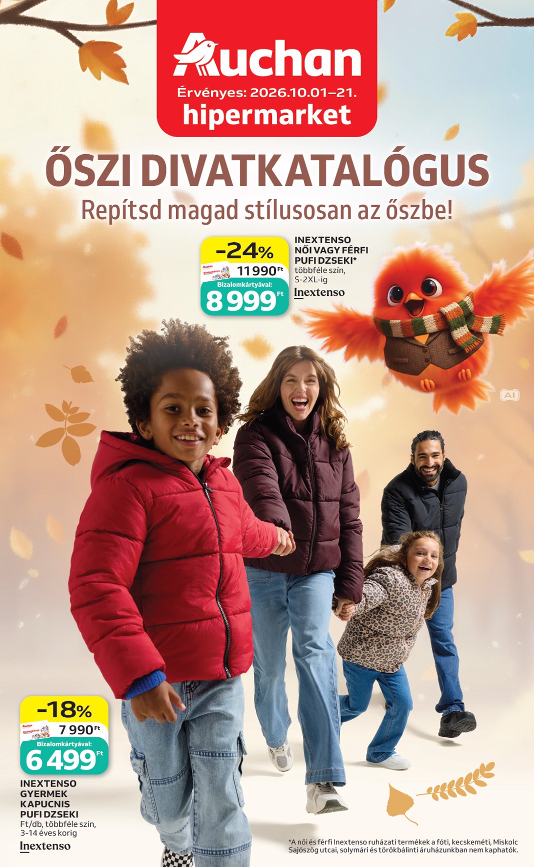 Aktuális Auchan - Őszi ruha ajánlataink szórólap érvényes csütörtöktől 2026.10.01.-től szerdától 2026.10.21.-ig