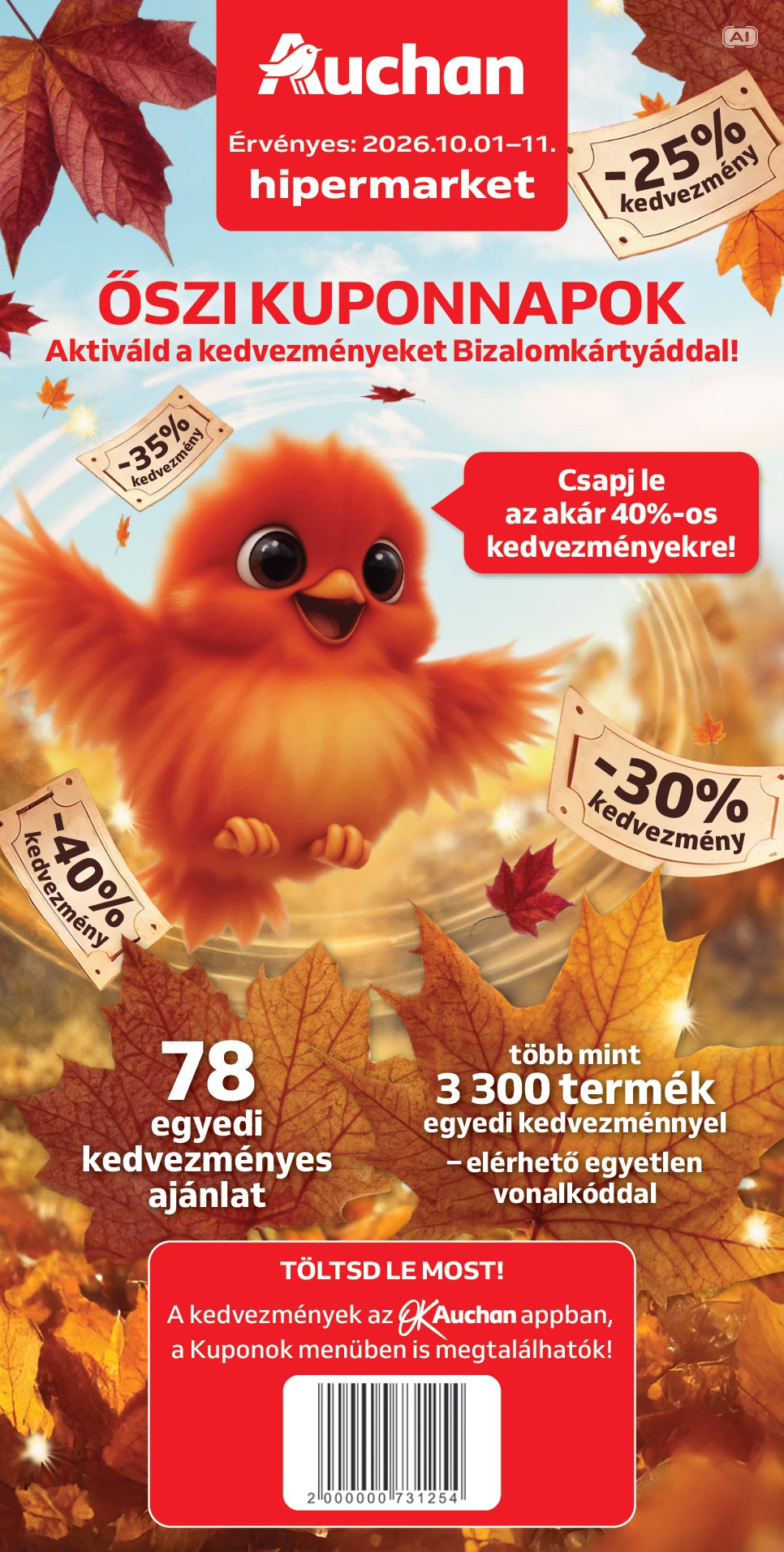 Aktuális Auchan - Őszi kuponnapok szórólap érvényes csütörtöktől 2026.10.01.-től vasárnaptól 2026.10.11.-ig