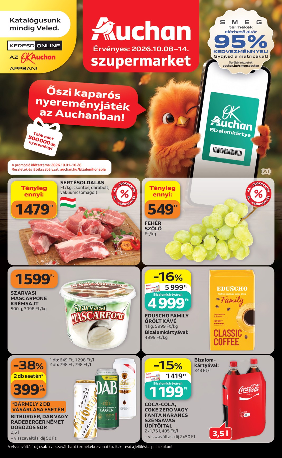 Aktuális Auchan szupermarket szórólap érvényes csütörtöktől 2026.10.08.-től szerdától 2026.10.14.-ig