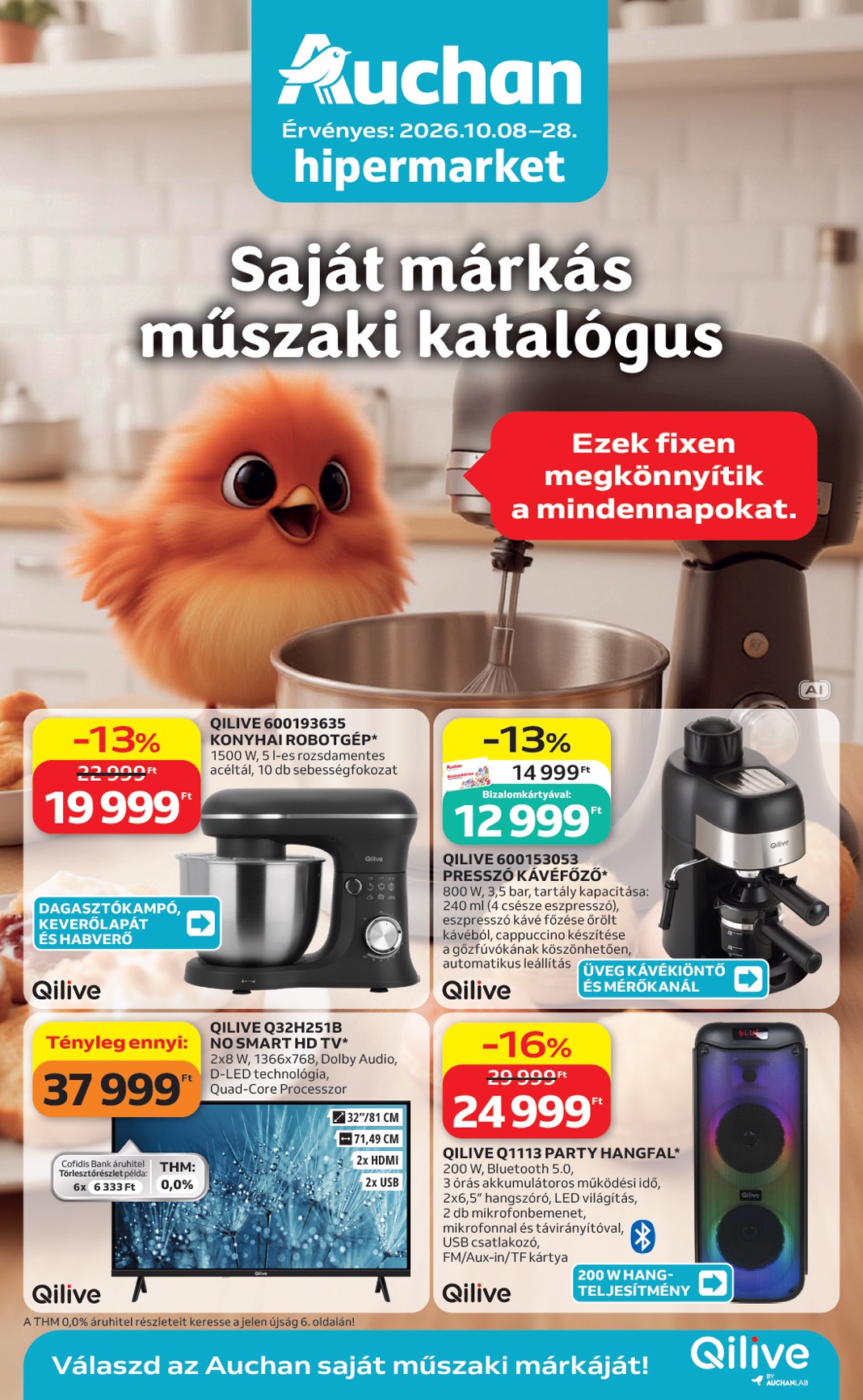 Aktuális Auchan - Qilive ajánlataink szórólap érvényes csütörtöktől 2026.10.08.-től szerdától 2026.10.28.-ig