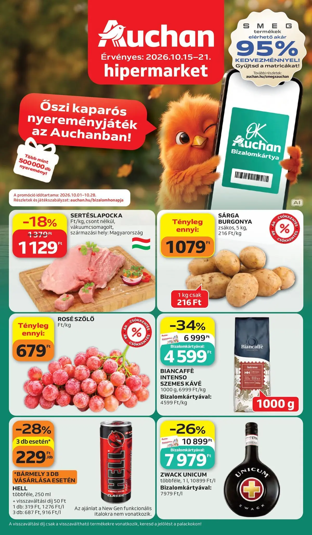 Aktuális Auchan Hipermarket szórólap érvényes csütörtöktől 2026.10.15.-től szerdától 2026.10.21.-ig
