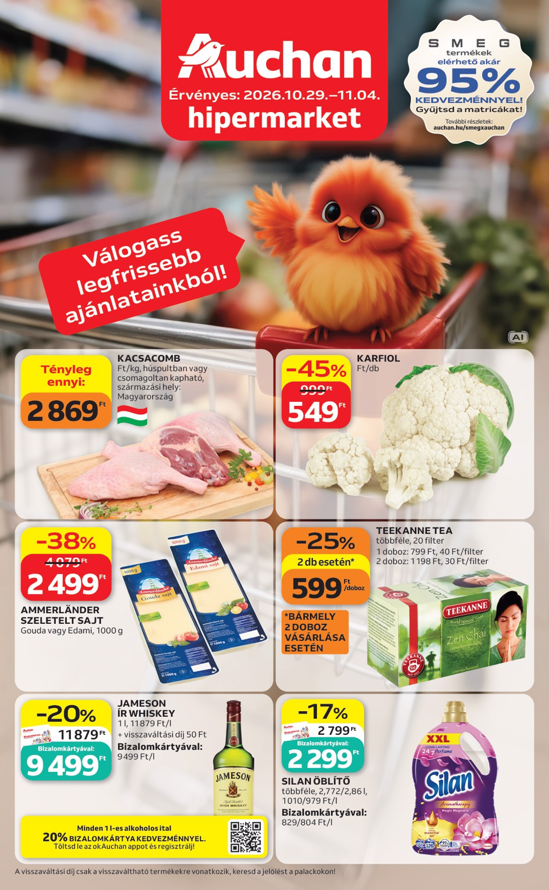 A jövőbeli Auchan Hipermarket akciós újság csütörtöktől 2026.10.29.-tól szerdától 2026.11.04.-ig érvényes.