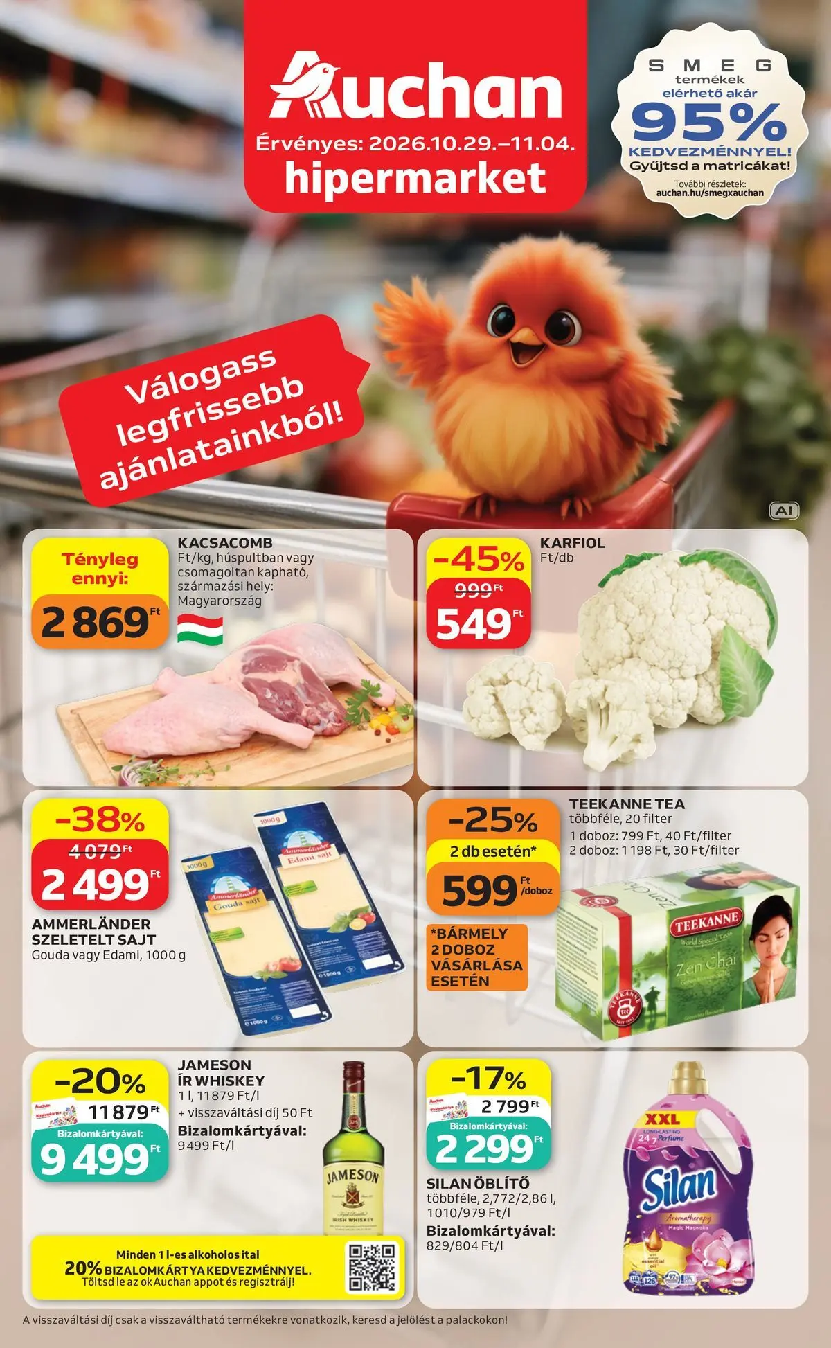 Aktuális Auchan Hipermarket szórólap érvényes csütörtöktől 2026.10.29.-től szerdától 2026.11.04.-ig