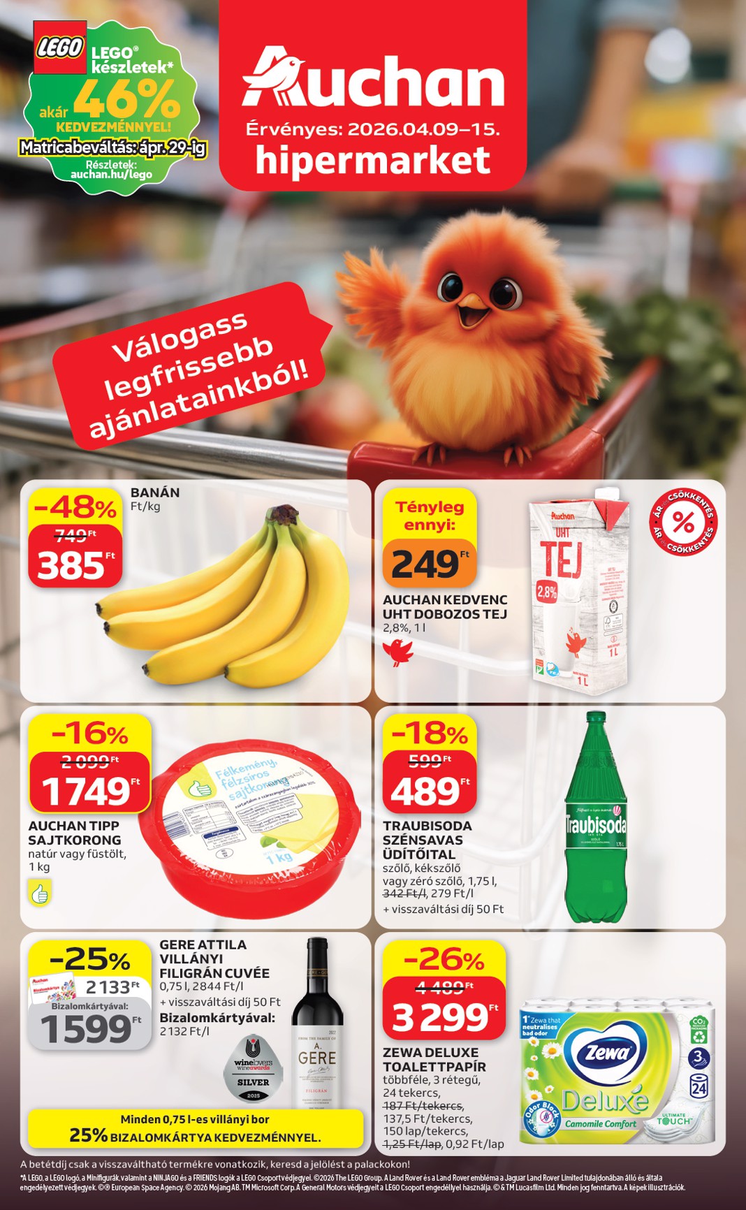 Aktuális Auchan hipermarket szórólap érvényes csütörtöktől 2026.04.09.-től szerdától 2026.04.15.-ig