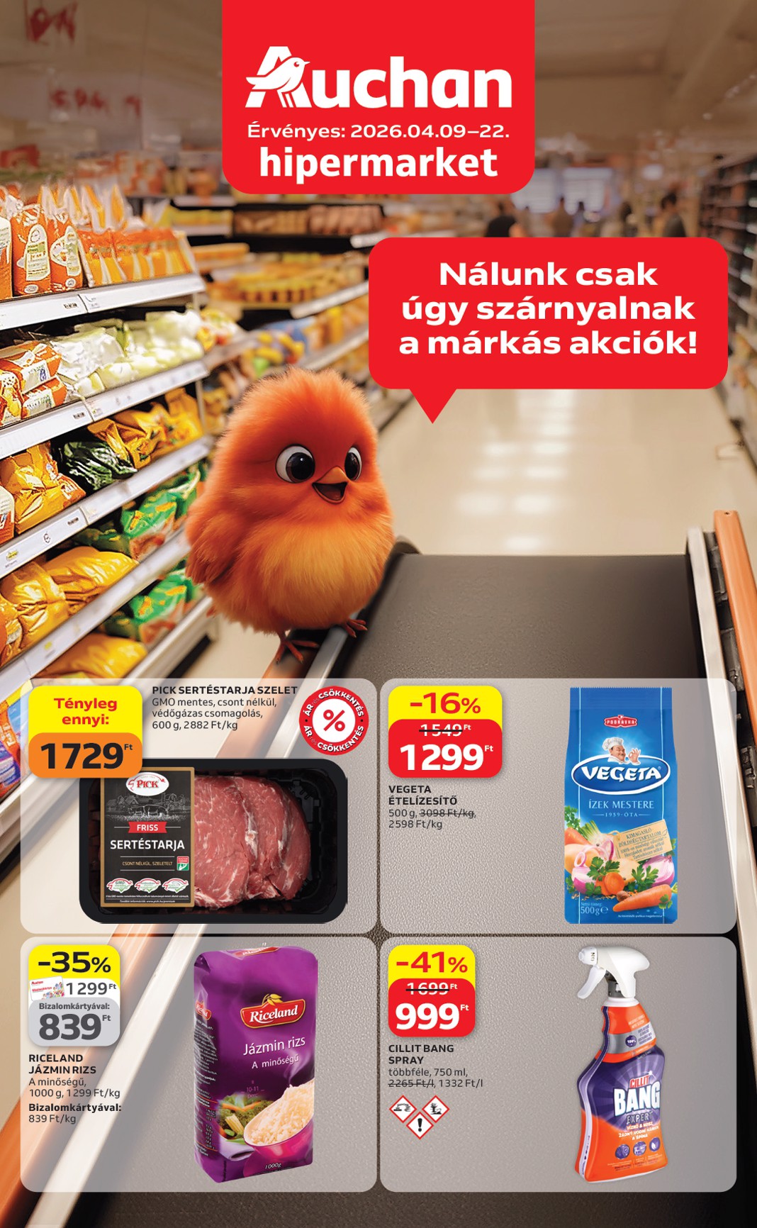 Aktuális Auchan hipermarket - Kedvenc Márkáink szórólap érvényes csütörtöktől 2026.04.09.-től szerdától 2026.04.22.-ig