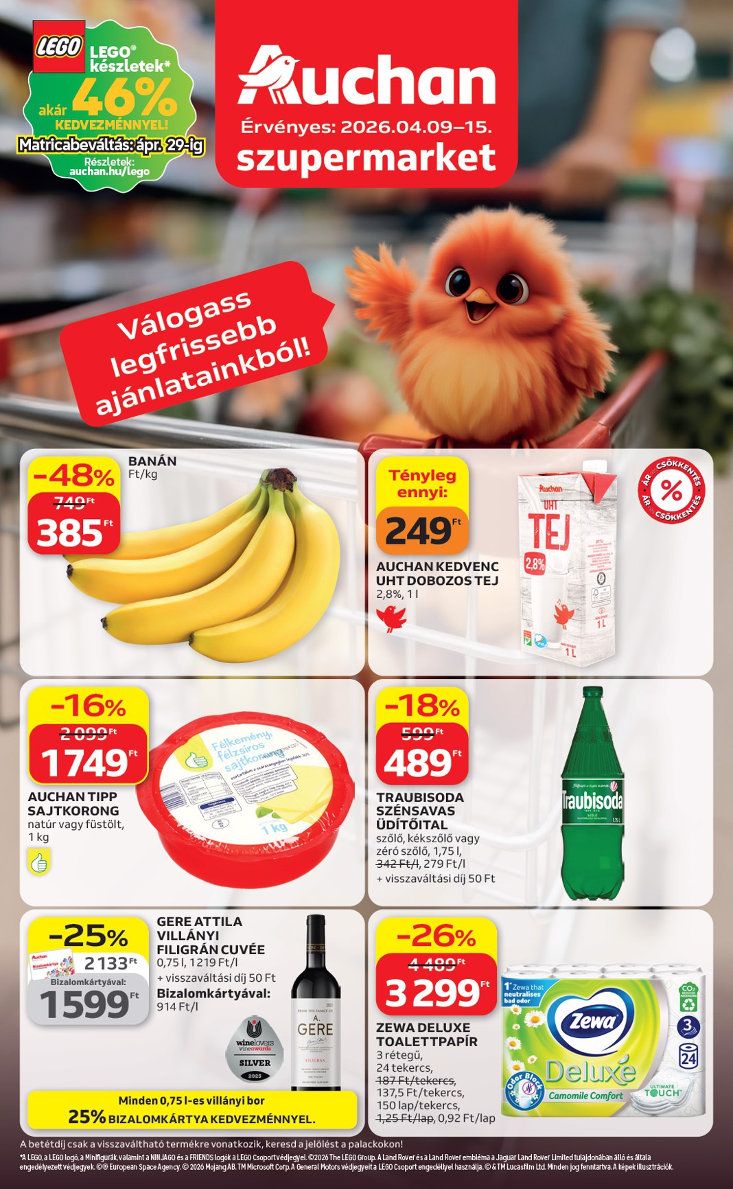 Aktuális Auchan szupermarket szórólap érvényes csütörtöktől 2026.04.09.-től szerdától 2026.04.15.-ig