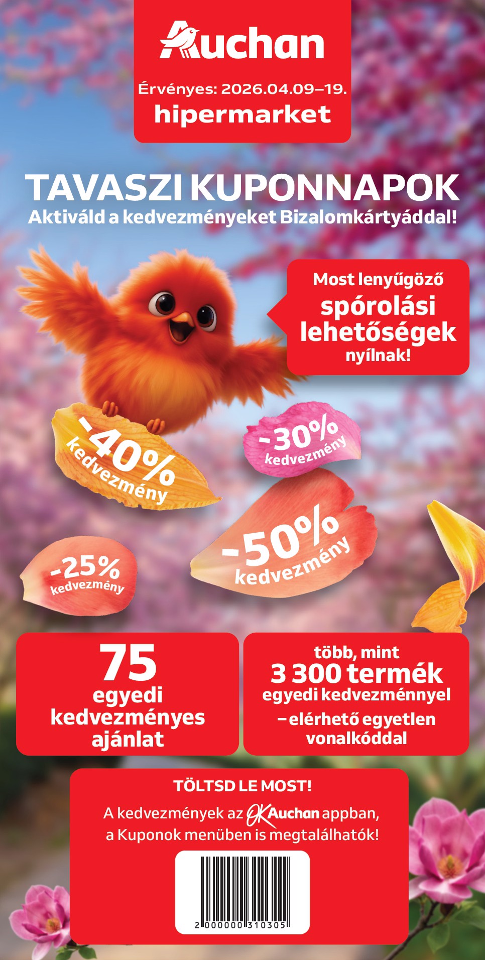 Aktuális Auchan hipermarket - Kuponfüzet szórólap érvényes csütörtöktől 2026.04.09.-től vasárnaptól 2026.04.19.-ig