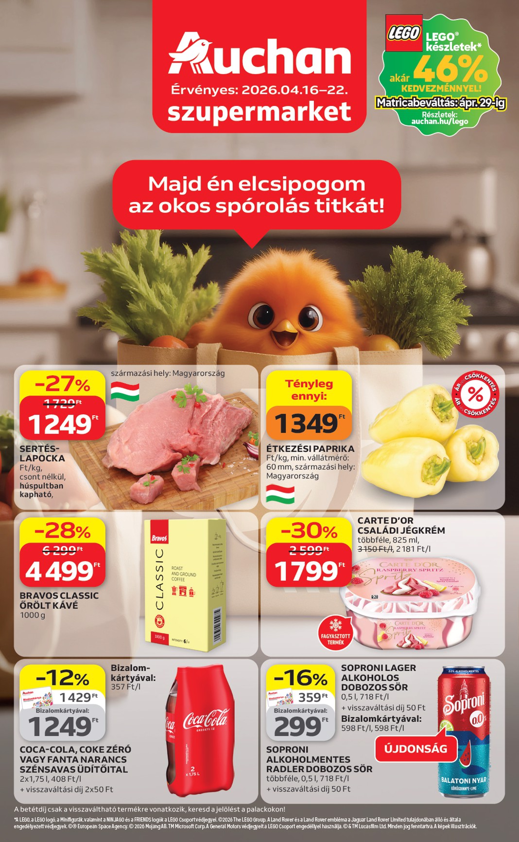 Aktuális Auchan szupermarket szórólap érvényes csütörtöktől 2026.04.16.-től szerdától 2026.04.22.-ig