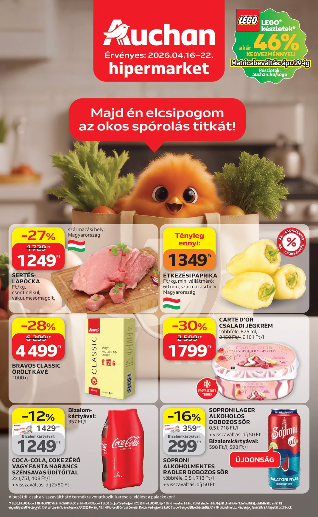 Aktuális Auchan hipermarket szórólap érvényes csütörtöktől 2026.04.16.-től szerdától 2026.04.22.-ig