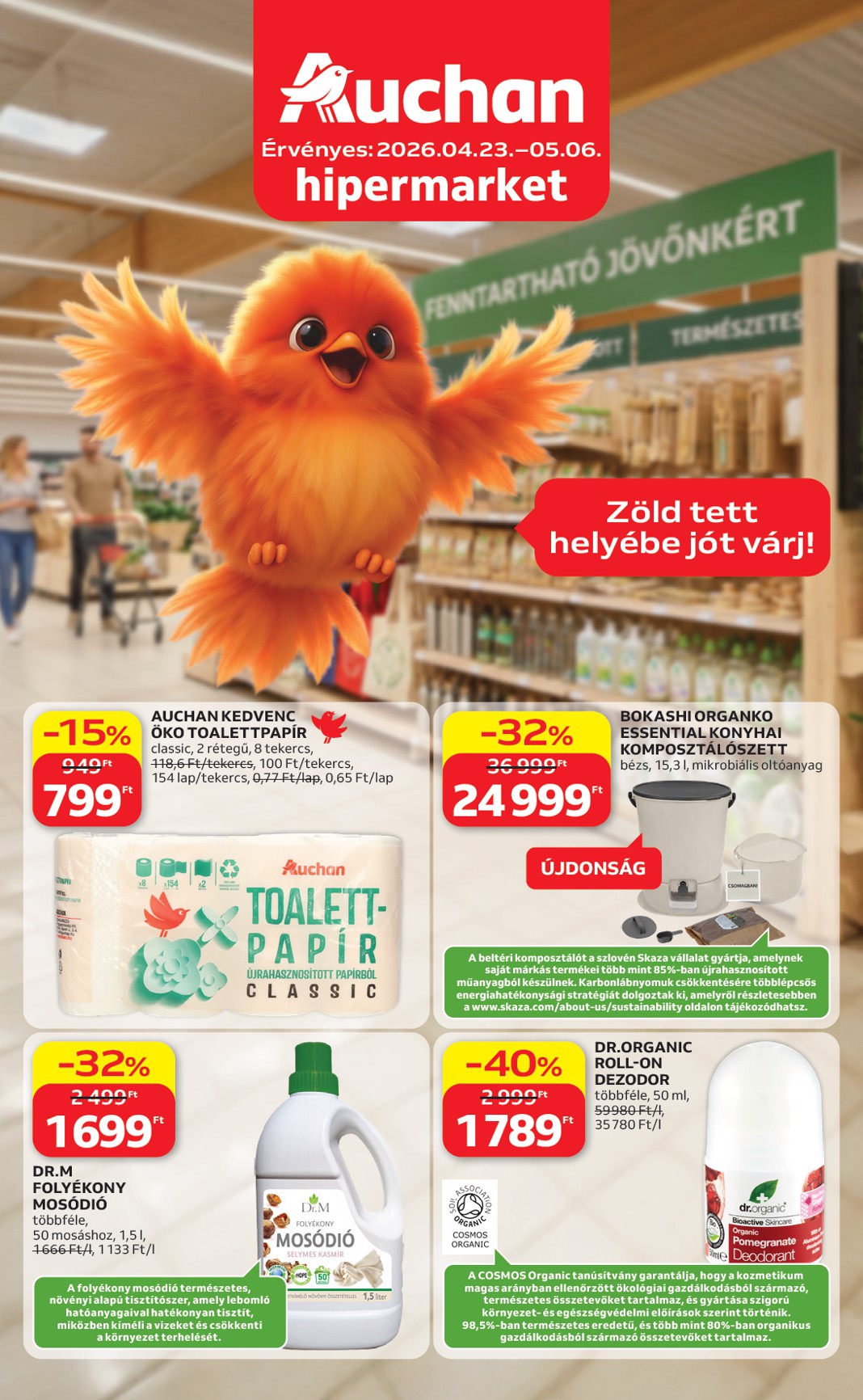 Aktuális Auchan - Green week ajánlataink szórólap érvényes csütörtöktől 2026.04.23.-től szerdától 2026.05.06.-ig