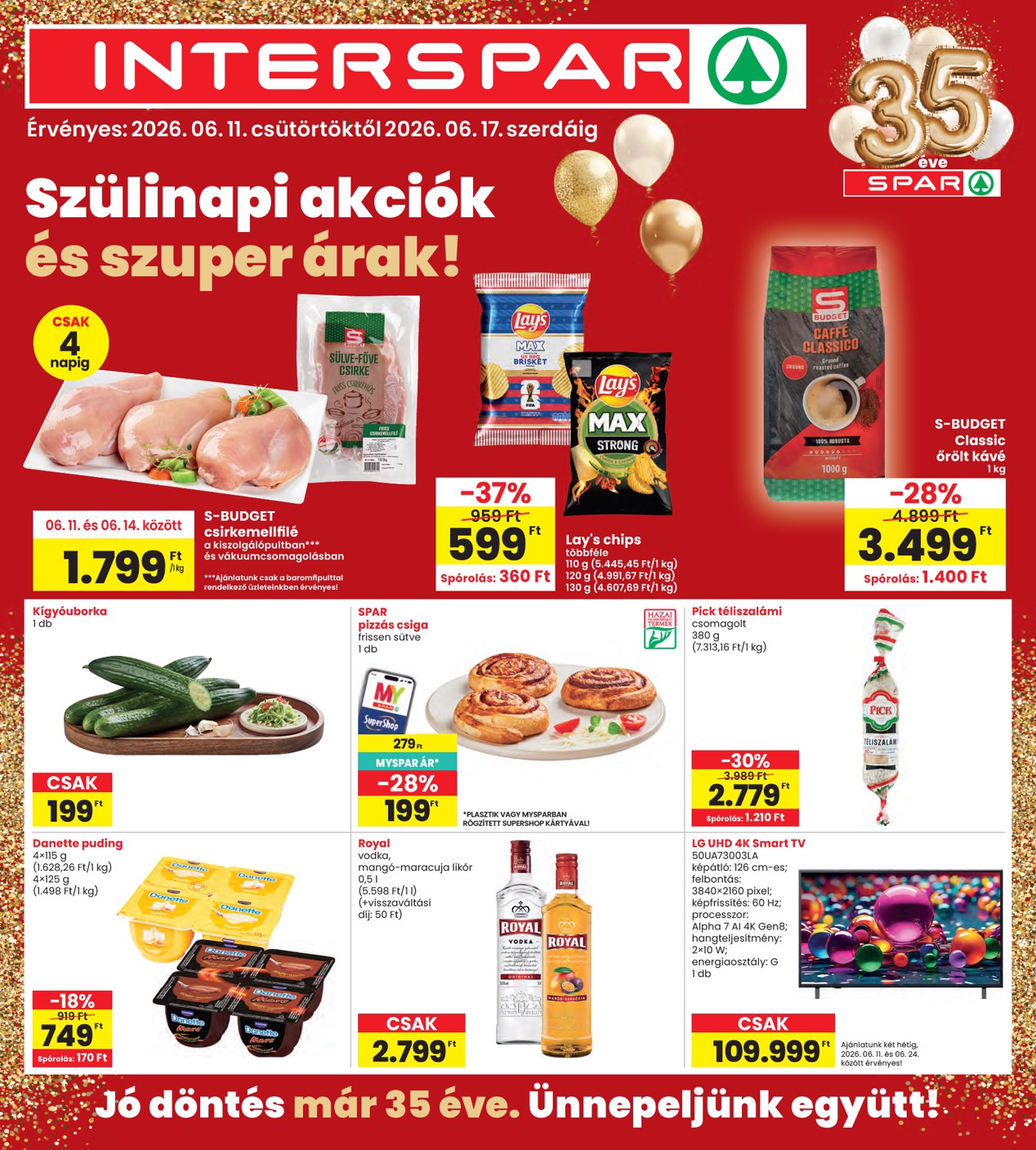 INTERSPAR hirdetmény a következő hétre csütörtöktől 2026.06.11.-tól szerdától 2026.06.17.-ig