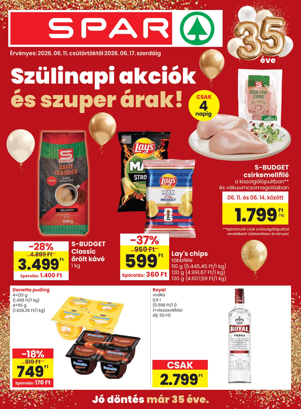 Aktuális SPAR szórólap érvényes csütörtöktől 2026.06.11.-től szerdától 2026.06.17.-ig
