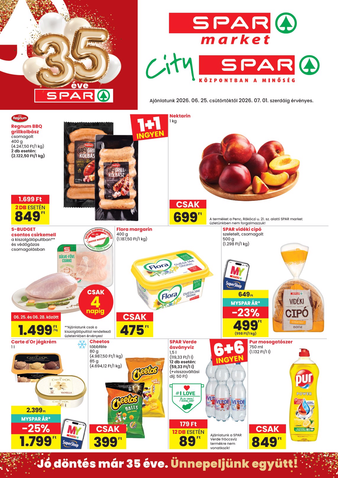 SPAR market - City SPAR hirdetmény a következő hétre csütörtöktől 2026.06.25.-tól szerdától 2026.07.01.-ig