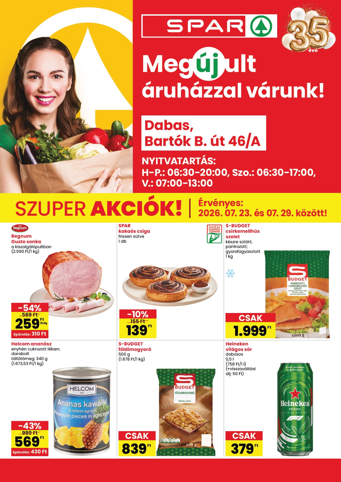 SPAR - Dabas hirdetmény a következő hétre csütörtöktől 2026.07.23.-tól szerdától 2026.07.29.-ig