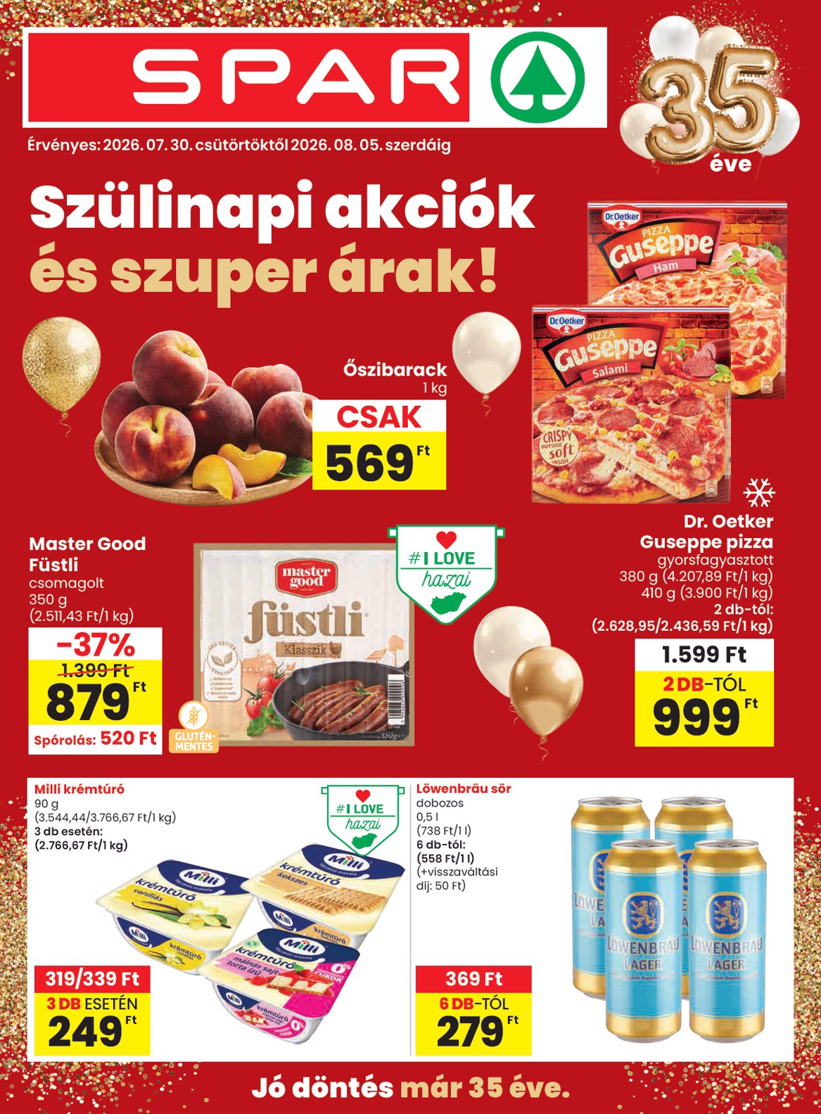 SPAR hirdetmény a következő hétre csütörtöktől 2026.07.30.-tól szerdától 2026.08.05.-ig