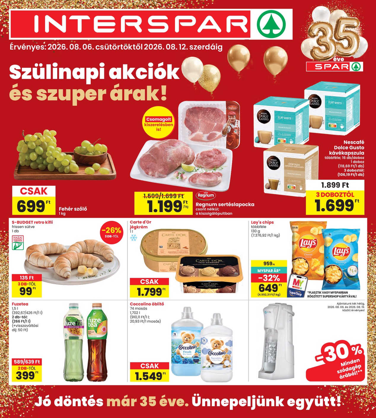 INTERSPAR hirdetmény a következő hétre csütörtöktől 2026.08.06.-tól szerdától 2026.08.12.-ig