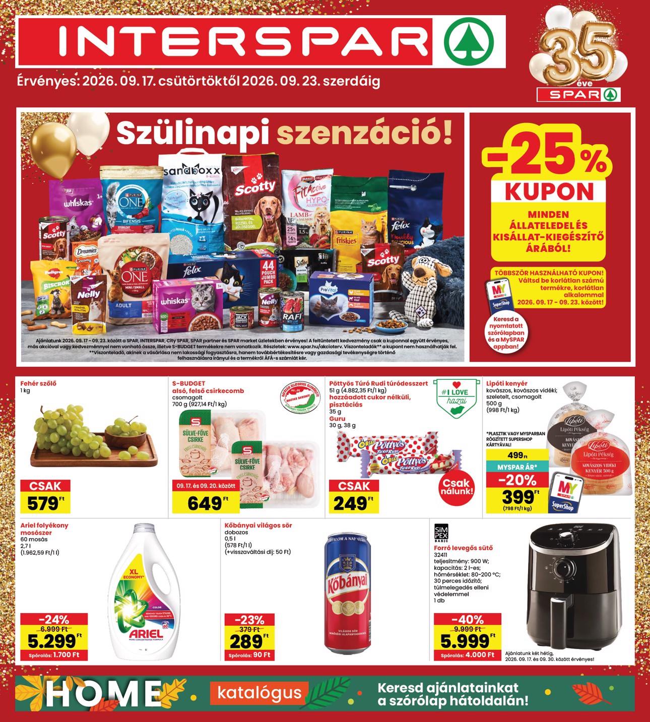 INTERSPAR hirdetmény a következő hétre csütörtöktől 2026.09.17.-tól szerdától 2026.09.23.-ig