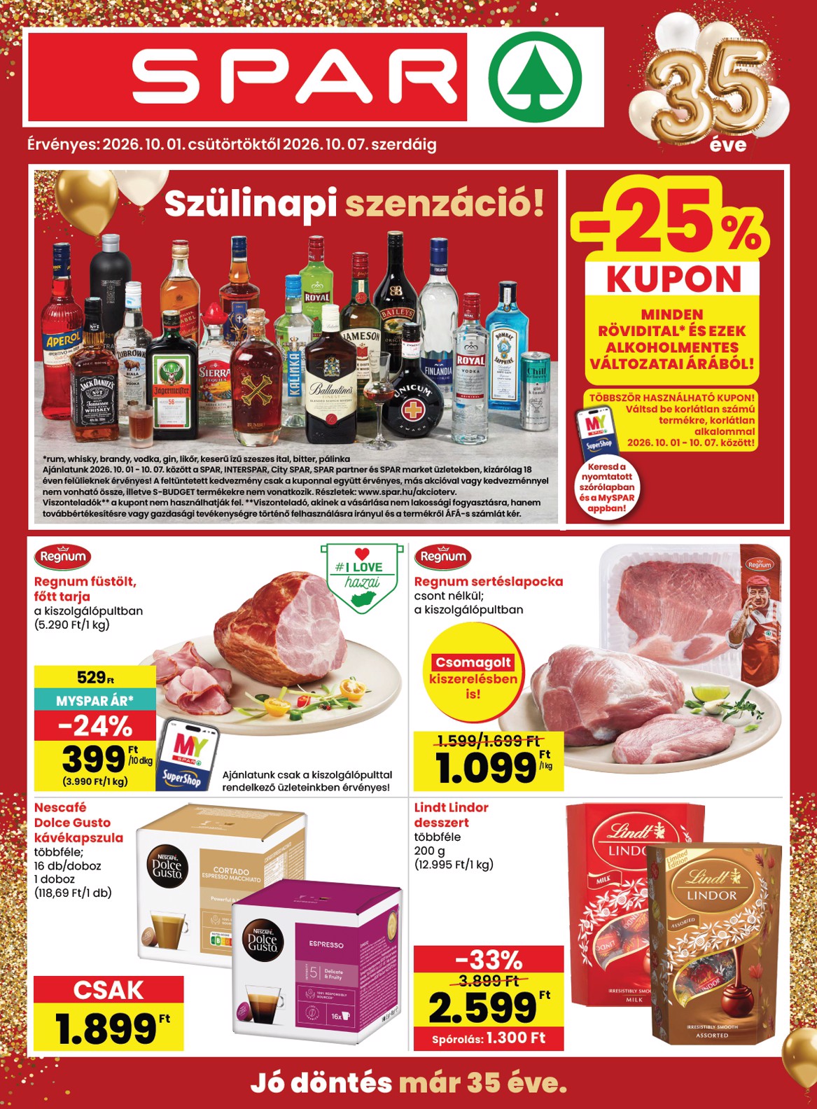 Aktuális SPAR szórólap érvényes csütörtöktől 2026.10.01.-től szerdától 2026.10.07.-ig