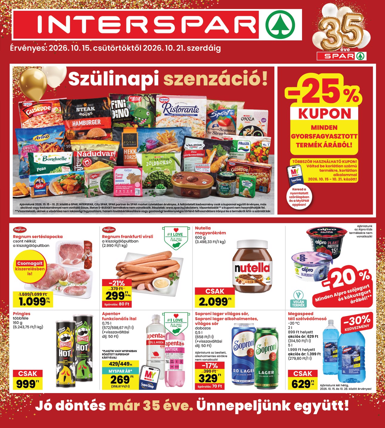 INTERSPAR hirdetmény a következő hétre csütörtöktől 2026.10.15.-tól szerdától 2026.10.21.-ig