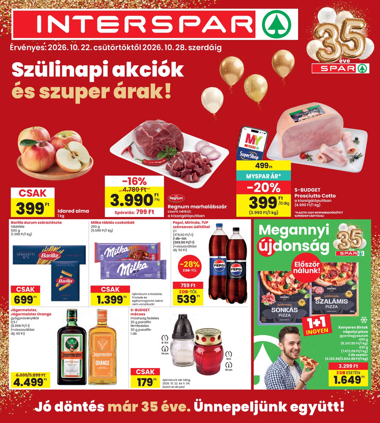 INTERSPAR hirdetmény a következő hétre csütörtöktől 2026.10.22.-tól szerdától 2026.10.28.-ig