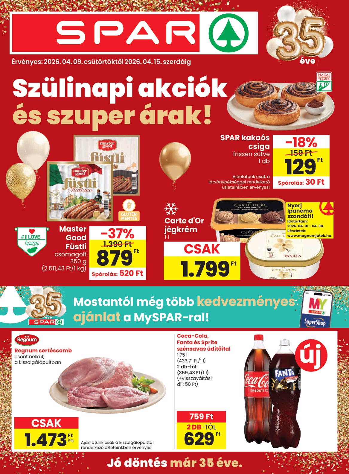 SPAR akciós újság, érvényes 2026.04.09. - 2026.04.15.