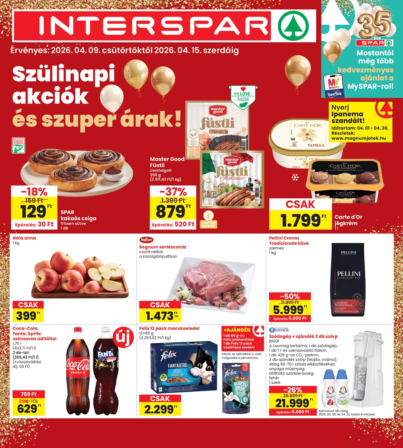 Aktuális INTERSPAR szórólap érvényes csütörtöktől 2026.04.09.-től szerdától 2026.04.15.-ig