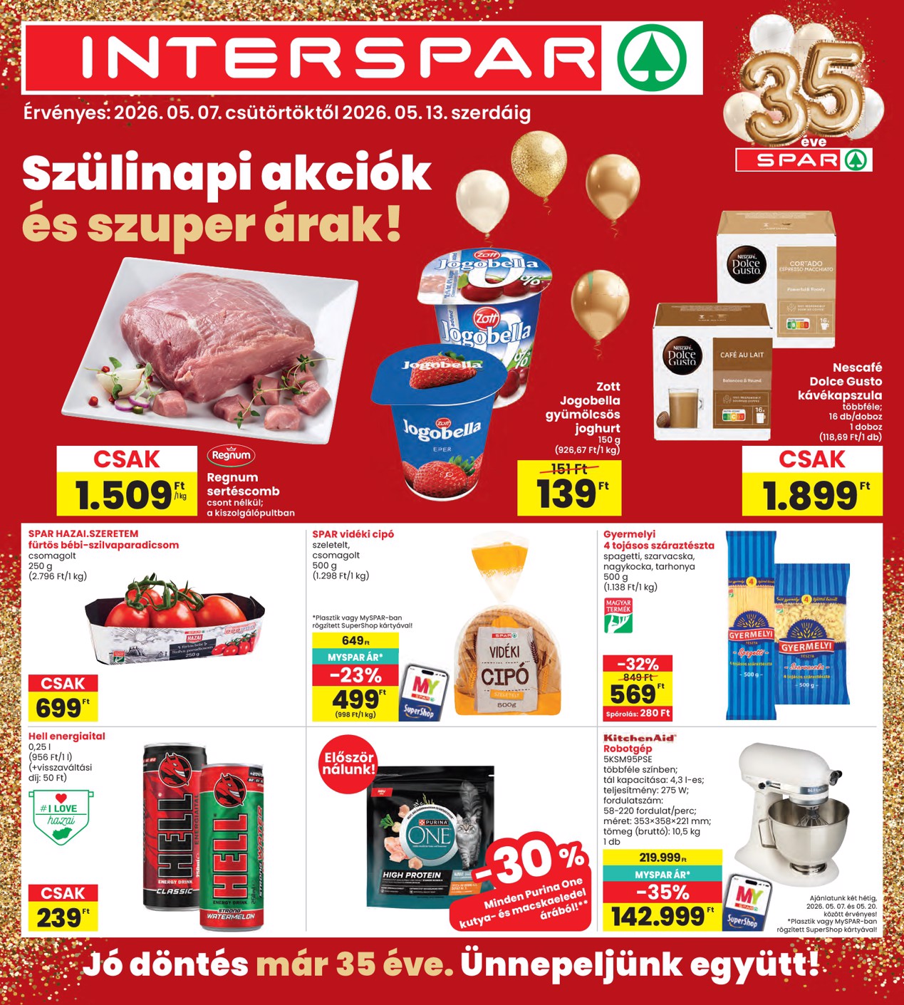 INTERSPAR hirdetmény a következő hétre csütörtöktől 2026.05.07.-tól szerdától 2026.05.13.-ig