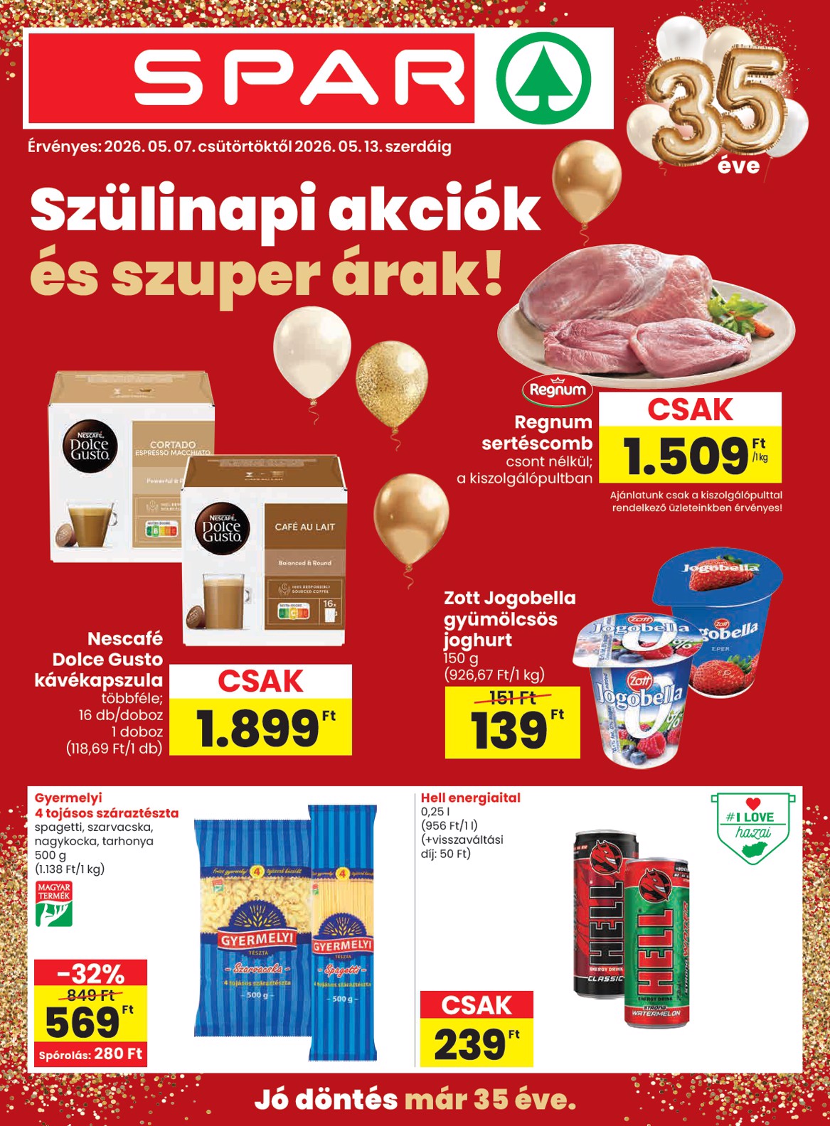 SPAR - Balatonfüred üzletnyitás hirdetmény a következő hétre csütörtöktől 2026.05.07.-tól szerdától 2026.05.13.-ig