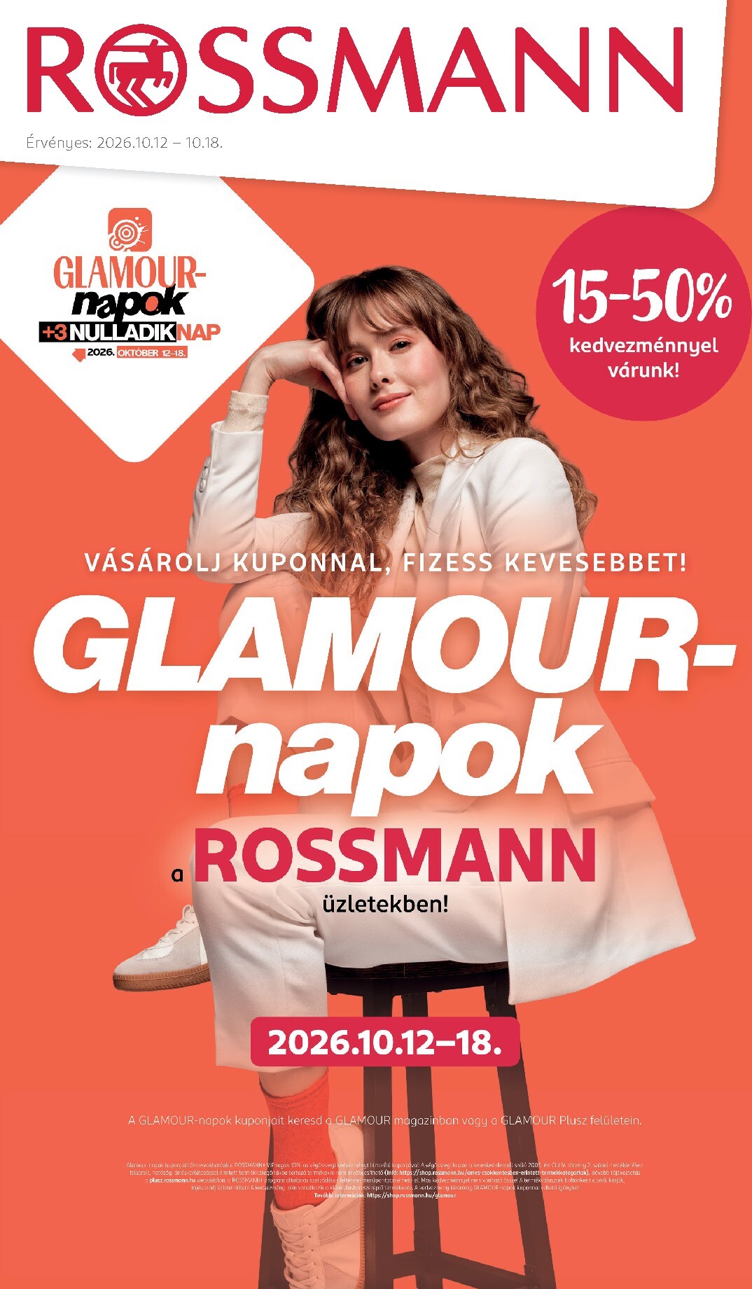 Rossmann - Glamour-napok hirdetmény a következő hétre hétfőtől 2026.10.12.-tól vasárnaptól 2026.10.18.-ig