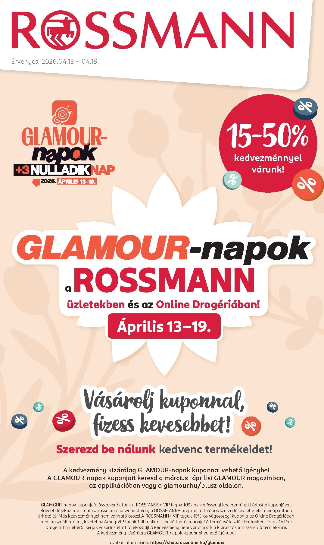 Rossmann - Glamour-napok akciós újság, érvényes 2026.04.13. - 2026.04.19.
