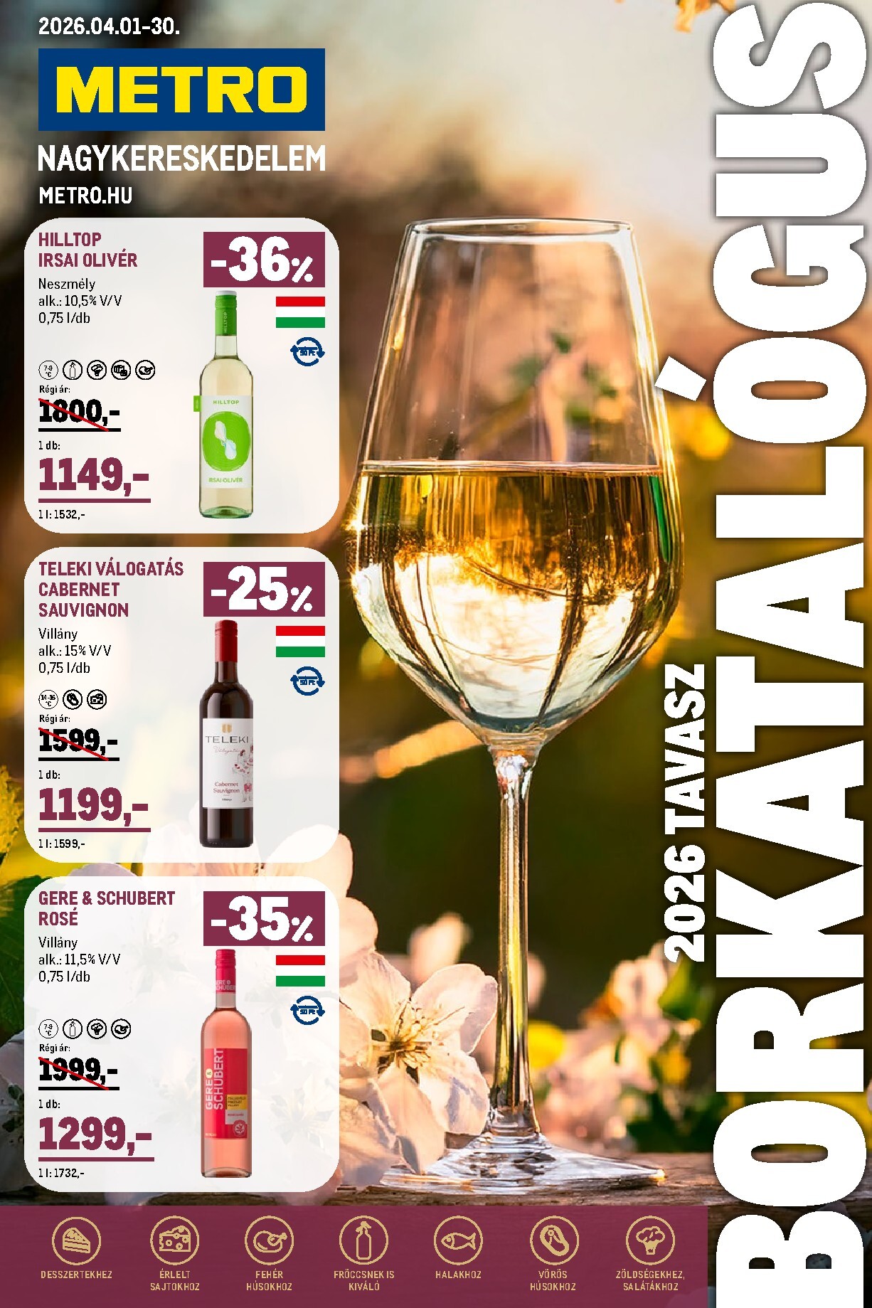 Metro - Tavaszi borkatalógus akciós újság, érvényes 2026.04.01. - 2026.04.30.