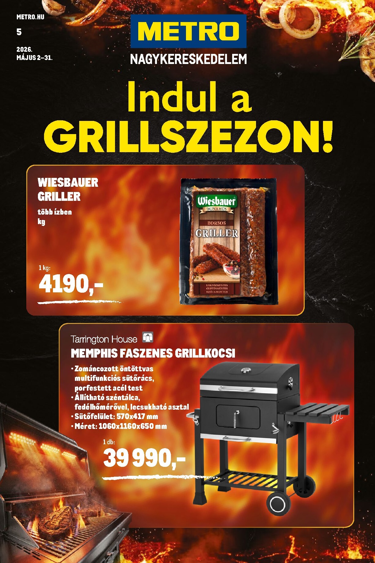 Metro - Grillszezon katalógus hirdetmény a következő hétre szombattól 2026.05.02.-tól vasárnaptól 2026.05.31.-ig
