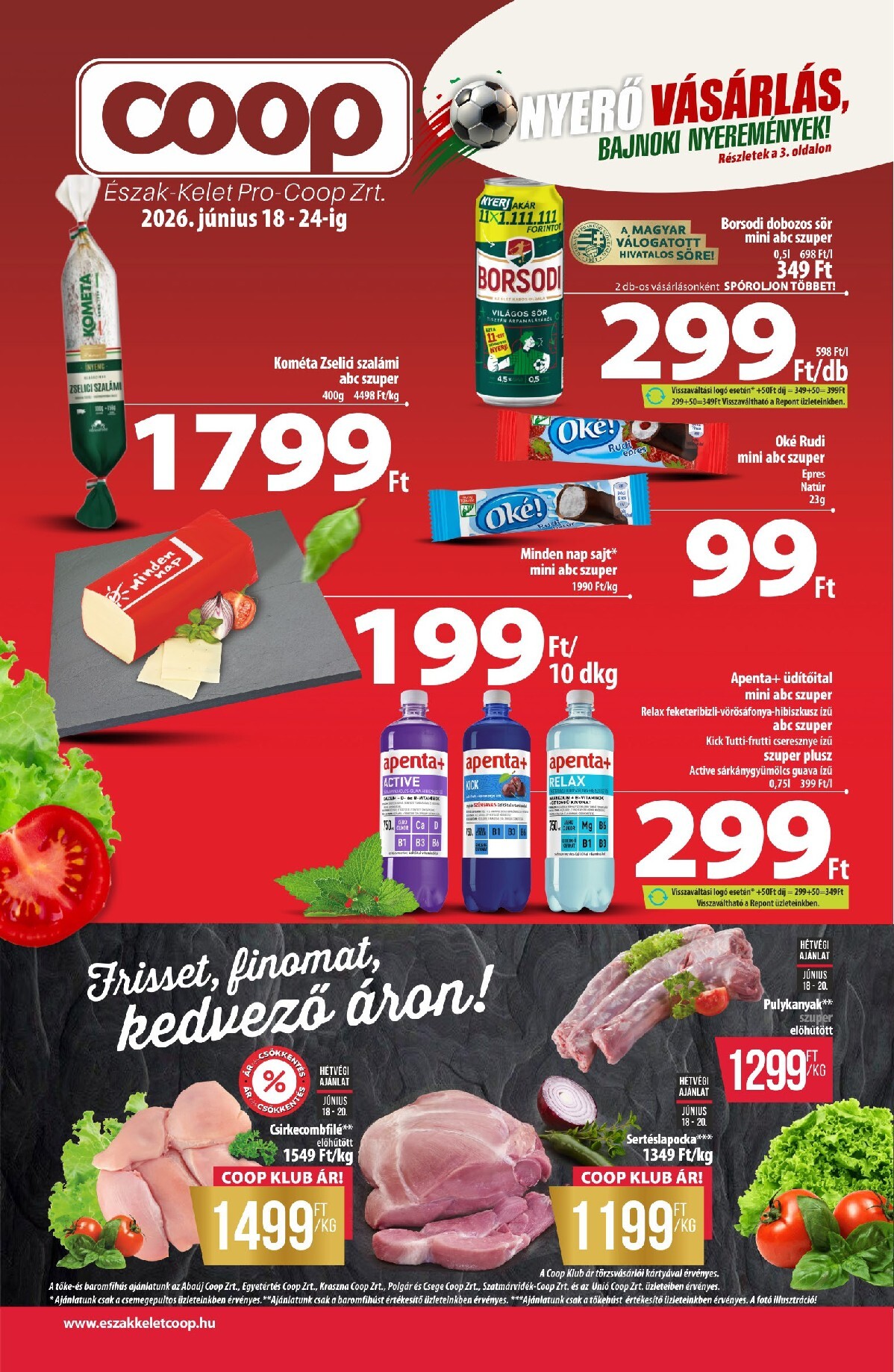 Aktuális Coop - Eszak-Kelet szórólap érvényes csütörtöktől 2026.06.18.-től szerdától 2026.06.24.-ig