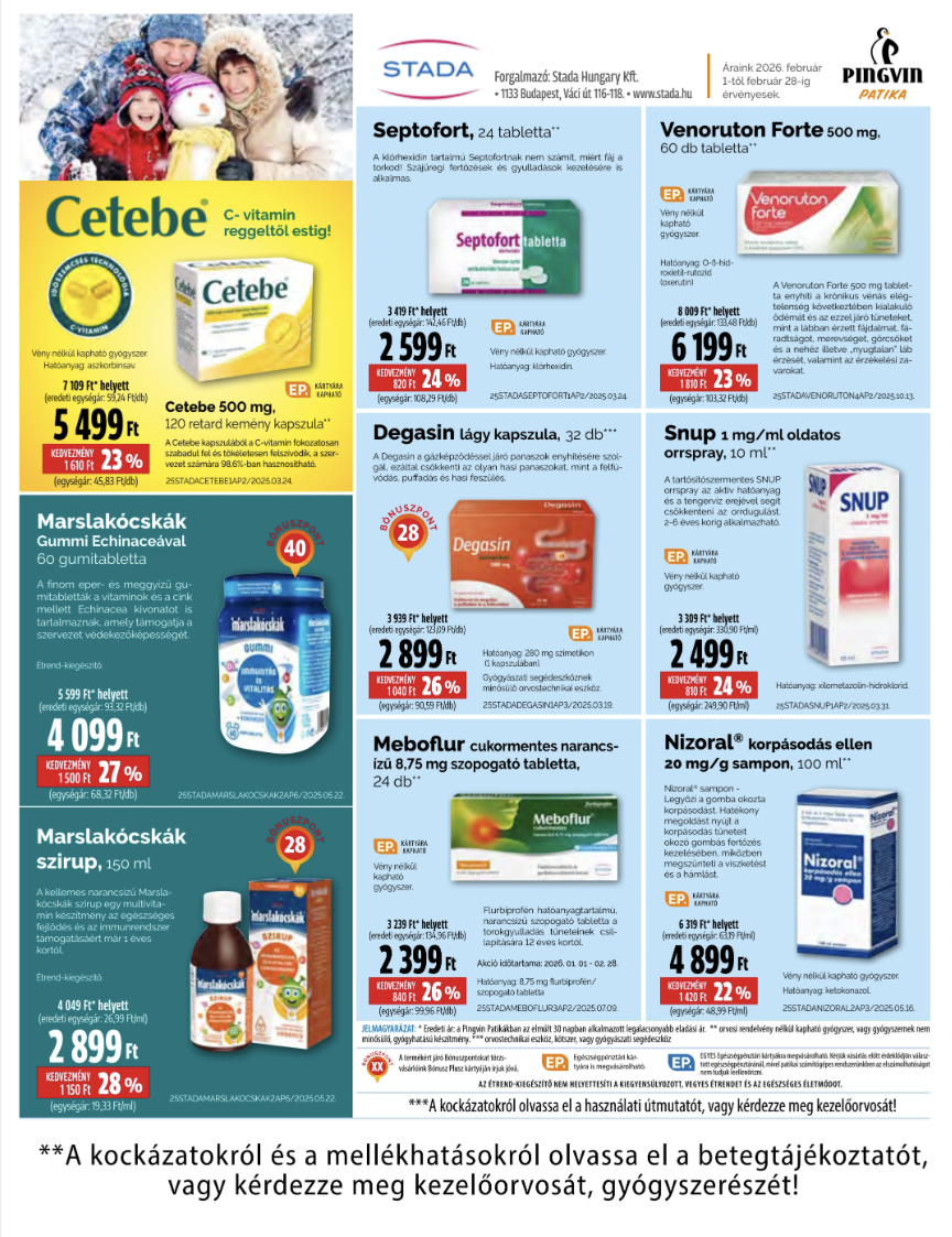 Pingvin Patika akciós újság, érvényes 2026.02.01. - 2026.02.28.
