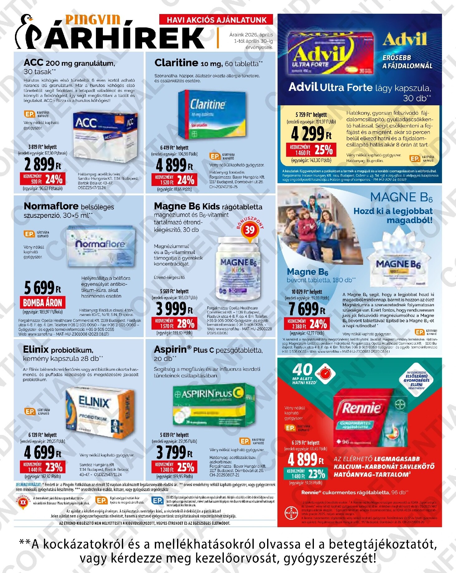 Pingvin Patika - Árhírek akciós újság, érvényes 2026.04.01. - 2026.04.30.