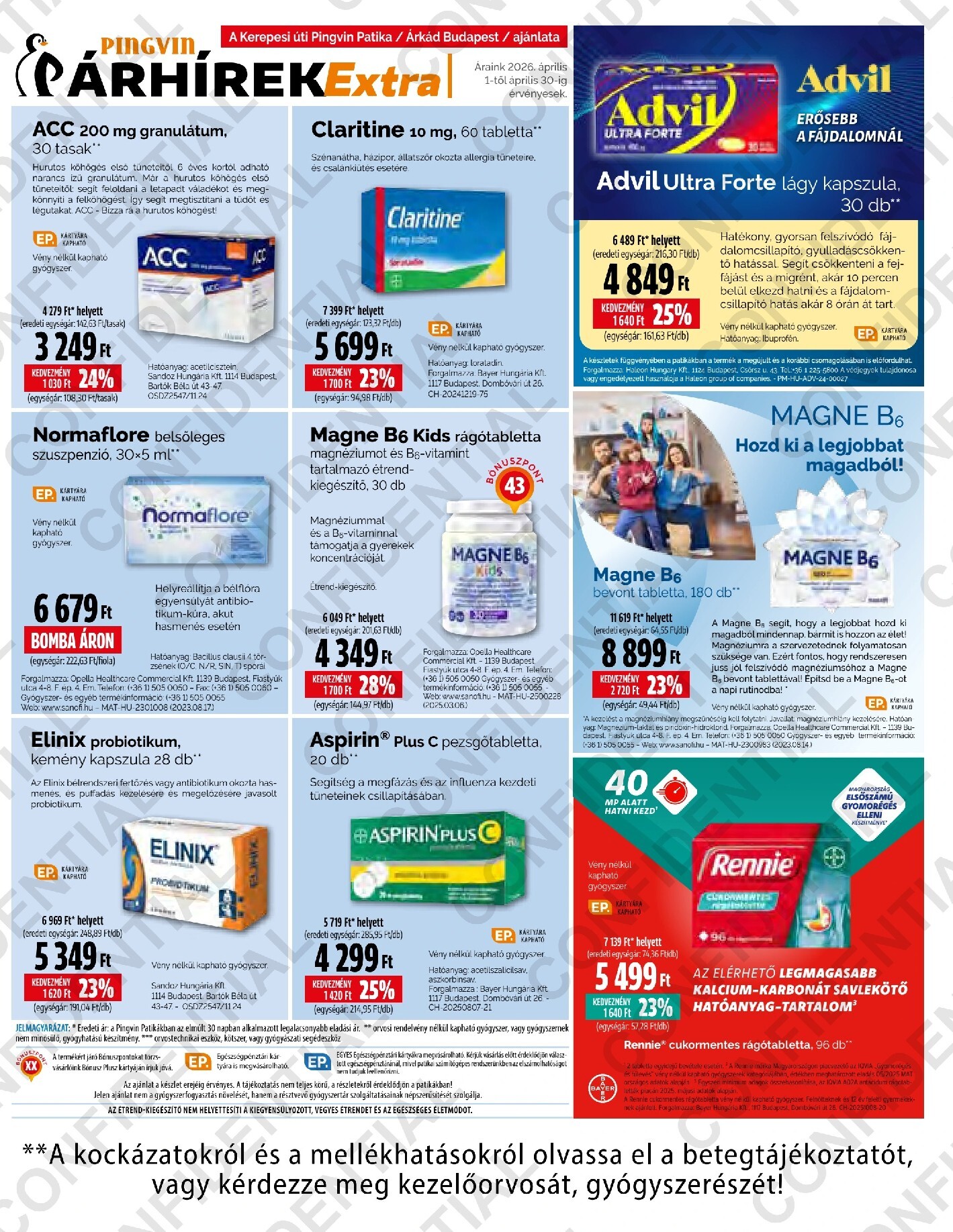 Pingvin Patika - Extra akciós újság, érvényes 2026.04.01. - 2026.04.30.