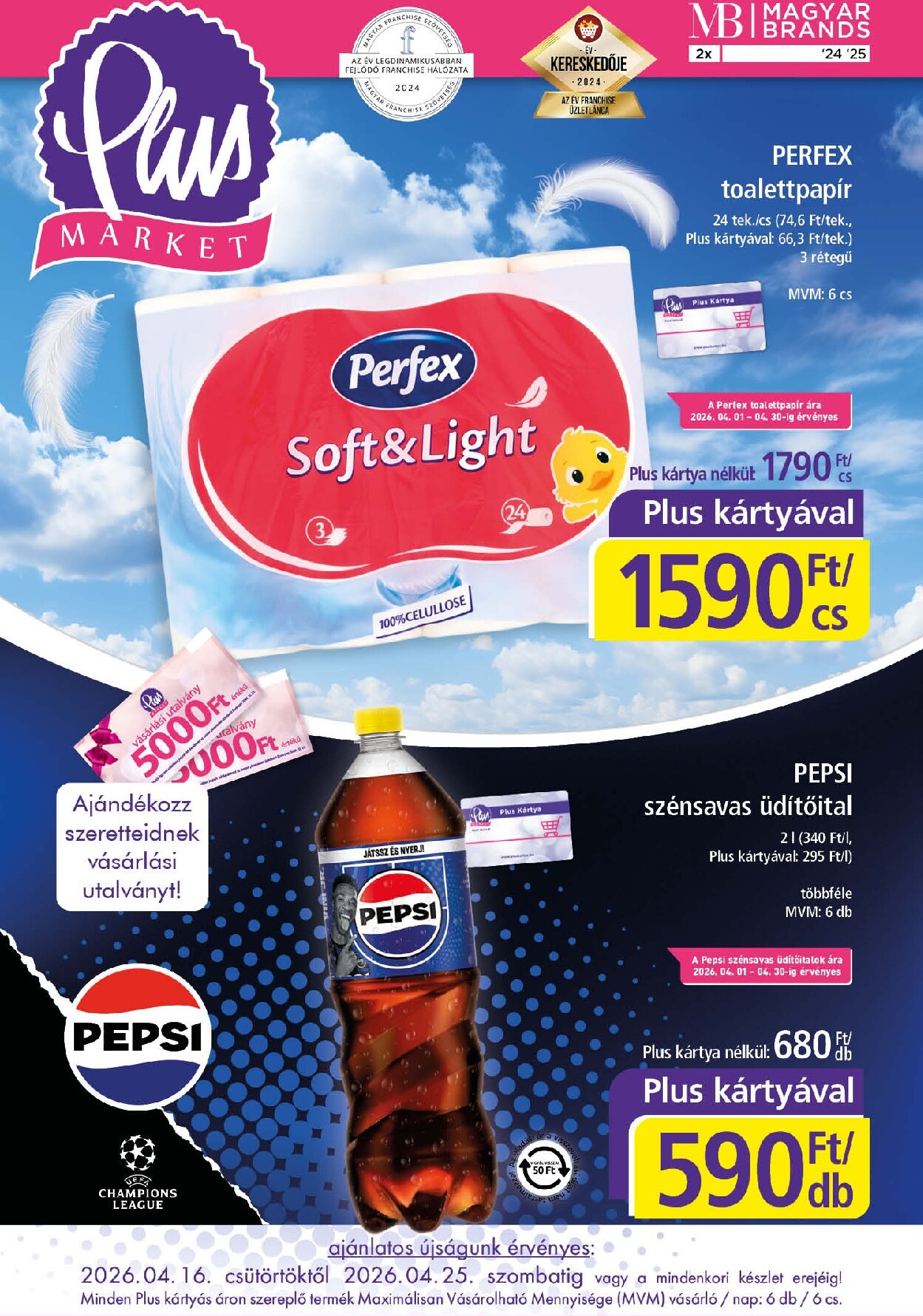 Aktuális Plus Market szórólap érvényes csütörtöktől 2026.04.16.-től szombattól 2026.04.25.-ig