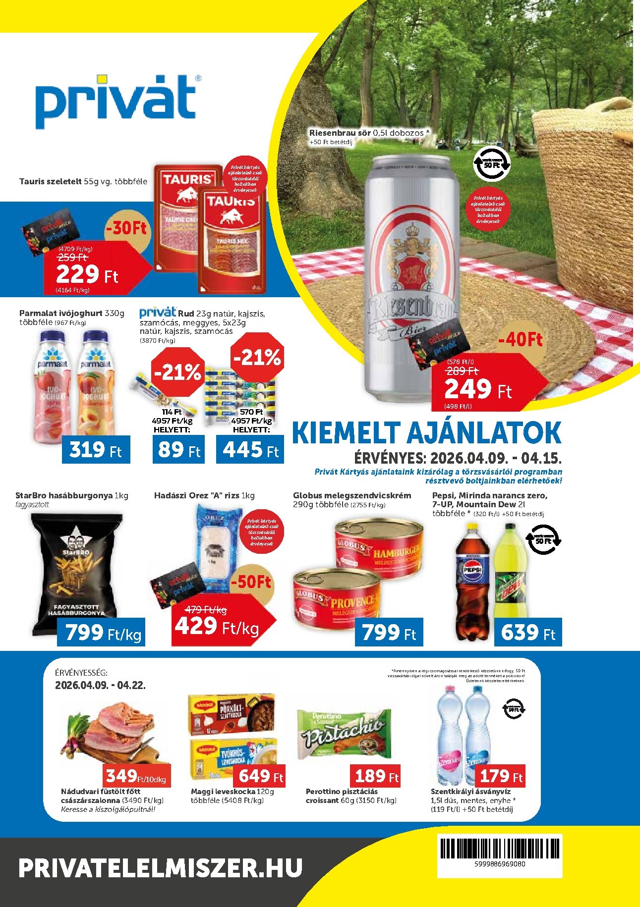 Privát akciós újság, érvényes 2026.04.09. - 2026.04.15.