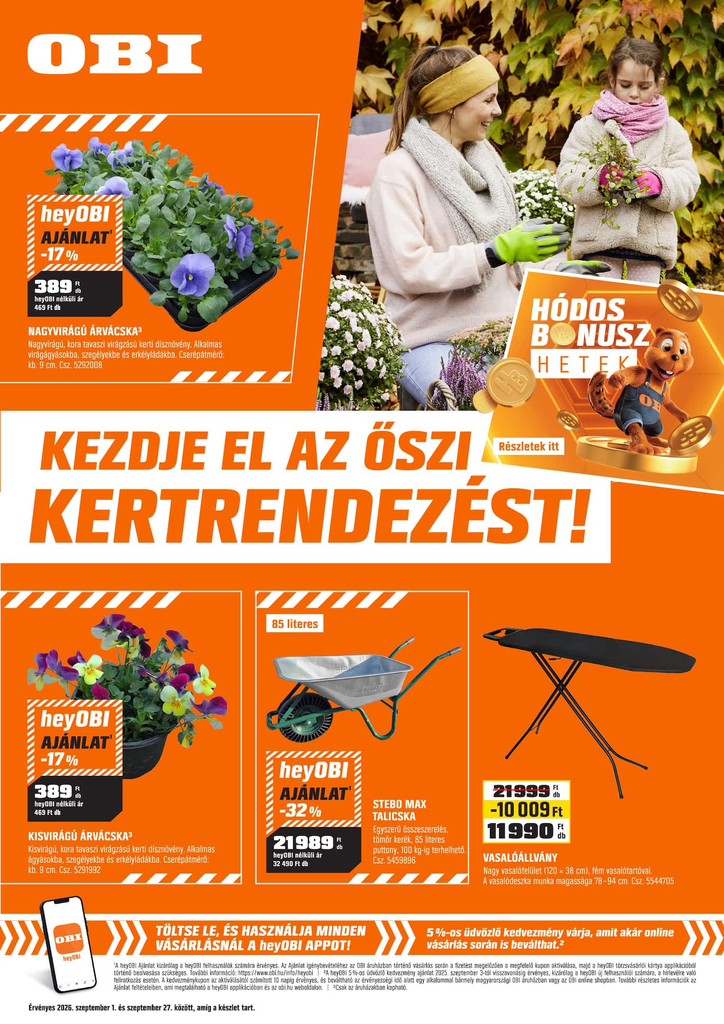 Aktuális OBI szórólap érvényes keddtől 2026.09.01.-től vasárnaptól 2026.09.27.-ig